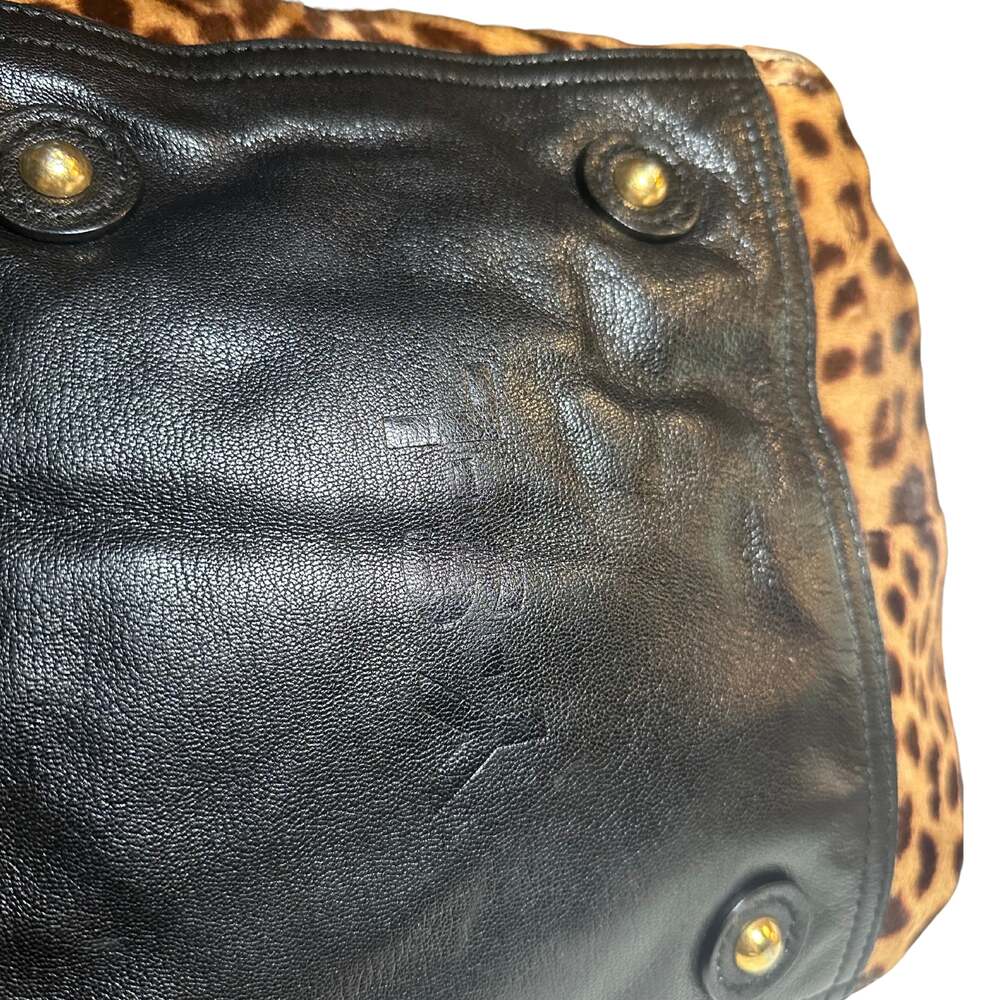 Yves Saint Laurent Rive Gauche Leopard Printed Pony Hair Downtown Tote - Picture 8 of 10